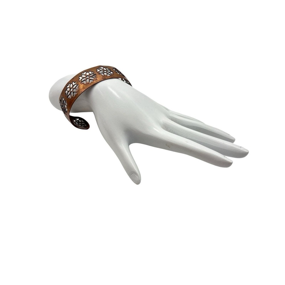 Vintage‎ Copper Cutout Flowers Heart Pattern Adjustable Cuff Bracelet
